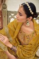 Mustard  Salwar Kameez with Weaving Jacquard and silk