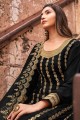 Black Palazzo Suit in Embroidered Jacquard