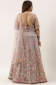 Net Lehenga Choli with Embroidered in Lavender