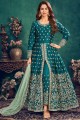 Embroidered Art silk Anarkali Suit in Morpeach  with Dupatta