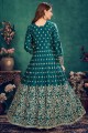 Embroidered Art silk Anarkali Suit in Morpeach  with Dupatta