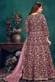 Maroon Anarkali Suit in Embroidered Velvet