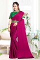 Saree in Burgundy  Georgette with Plain
