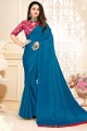 Blue  Saree in Satin and silk
