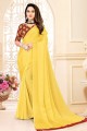 Satin and silk Saree in Yellow with