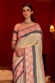 Beige Weaving,digital print Silk South Indian Saree