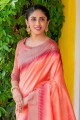 Cotton Zari Peach South Indian Saree with Blouse