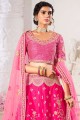 Silk Embroidered Pink Wedding Lehenga Choli with Dupatta
