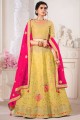 Yellow Embroidered Wedding Lehenga Choli in Silk