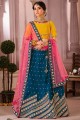 Embroidered Silk Wedding Lehenga Choli in Blue with Dupatta