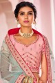 Silk Wedding Lehenga Choli in Peach with Embroidered