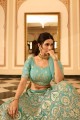 Turquoise  Embroidered Wedding Lehenga Choli in Organza
