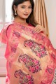 Banarasi silk Nakshi,weaving Pink Banarasi Saree with Blouse
