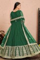 Embroidered Anarkali Suit in Green Net