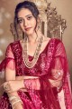 Embroidered Soft net Party Lehenga Choli in Maroon with Dupatta