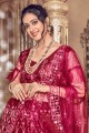 Embroidered Soft net Party Lehenga Choli in Maroon with Dupatta
