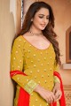Patiala Suit in Yellow Faux georgette with Embroidered