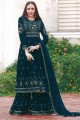Embroidered Faux georgette Eid Sharara Suit in Blue