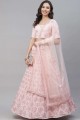 Pink Party Lehenga Suit in Georgette with Embroidered