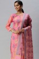 Salwar Kameez in Pink Banarsi jacquard with Weaving