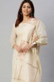 Chanderi Salwar Kameez with Embroidered in Off white