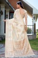 Off white Raw silk South Indian Saree with Zari,weaving