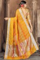 Weaving Cotton and silk South Indian Saree in Mustard with Blouse