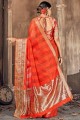 Weaving Saree in Orange Cotton and silk