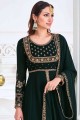 Anarkali Suit Embroidered in Green Georgette