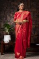 Raw silk Red Saree in Weaving