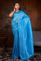 Raw silk Weaving Blue Saree with Blouse