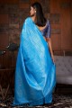 Raw silk Weaving Blue Saree with Blouse