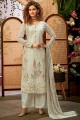 Georgette and viscose Palazzo Suit with Embroidered in Pista