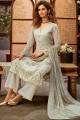 Georgette and viscose Palazzo Suit with Embroidered in Pista