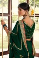 Saree Crepe and silk Green in Lace