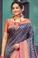 Blue,pink Silk Saree with Weaving