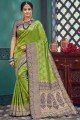 Weaving Silk Blue,green Saree with Blouse