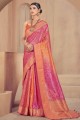 Patola silk Sequins Pink Saree with Blouse