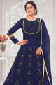 Eid Anarkali Suit in Blue Georgette with Embroidered