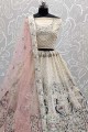 Peach Thread,Dori,Mirror Embroidery Work Wedding Lehenga Choli in Georgette