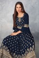 Palazzo Salwar kameez in Blue Georgette with Designer Heavy Embroidery Work