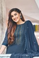 Teal Blue salwar kameez in Georgette with Designer Embroidery Work