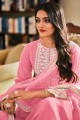 Pink Faux Georgette Multy Embroidery Work Palazzo Salwar kameez with Soft Net Dupatta