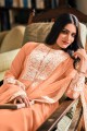 Peach Palazzo Salwar kameez in Faux Georgette with Multy Embroidery Work