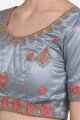 Heavy Jari Embroidery Work Net Lehenga Choli in Grey with Net Dupatta