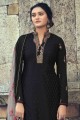 Black Faux Georgette Designer Malty,Jari Embroidery Work,Digital Printed salwar kameez with Chiffon Dupatta
