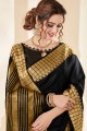 Spun Cotton Wevon Designer Black saree with Blouse