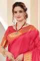 Wevon Designer Spun Cotton saree in Pink with Blouse