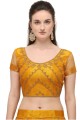 Heavy Jari Embroidery Work Net Lehenga Choli in Yellow