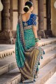 Blue Dola Silk South indian saree with Weaving Rich Pallu,Heavy Embroidery Border,Blouse Work